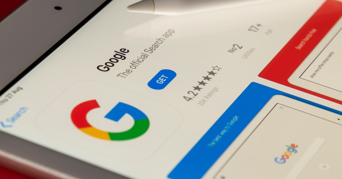 google app logo on a tablet screen
